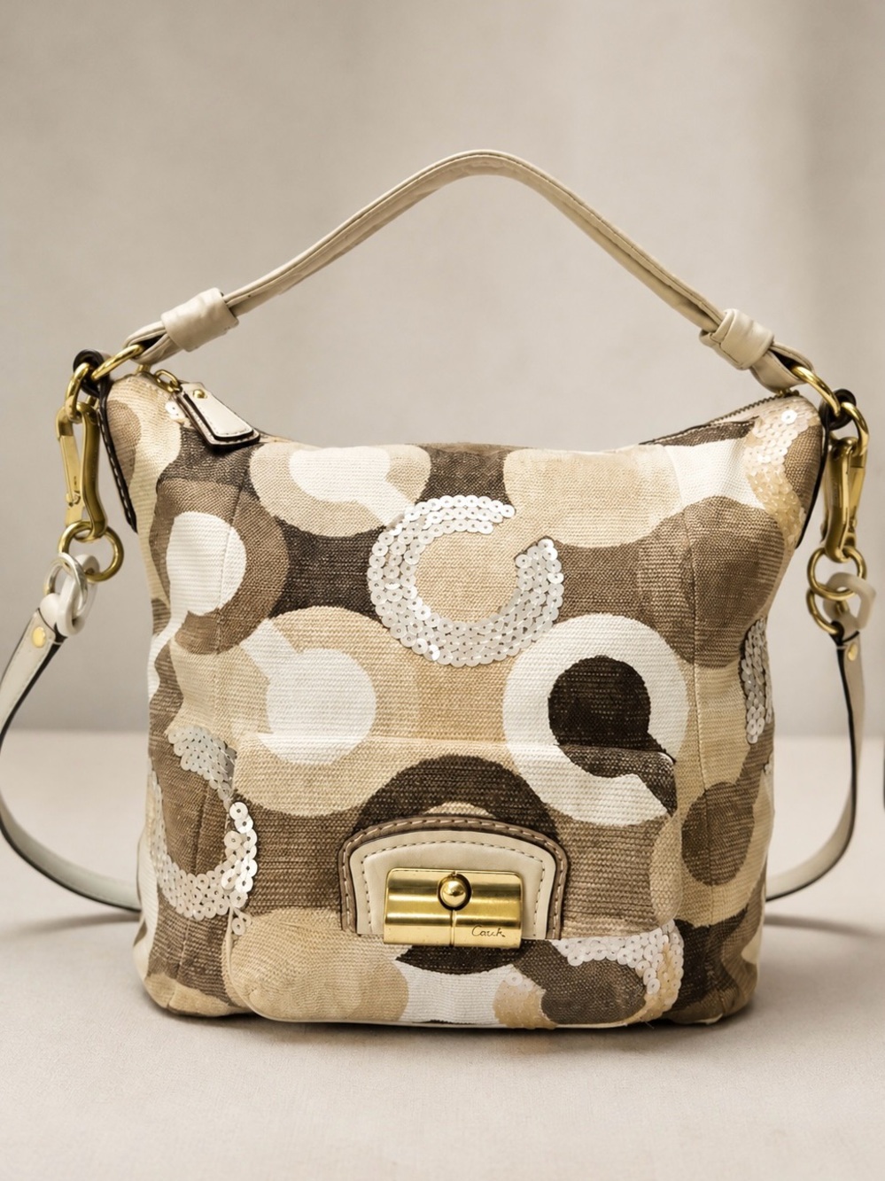 New Coach Kristin Op Art Sequin Hobo Bag Care Card Included No Tags